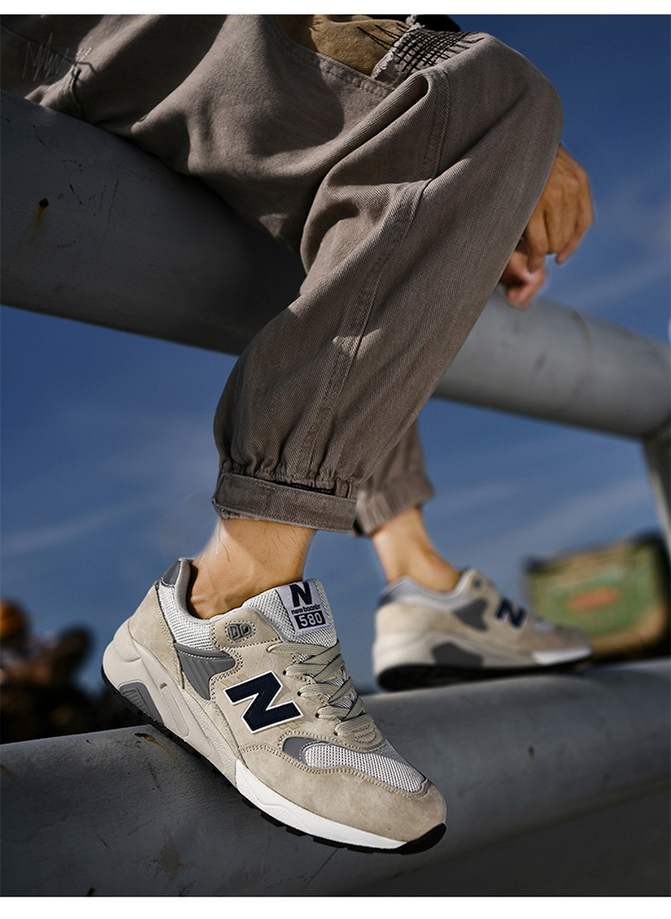 新百伦运动鞋男鞋真皮复古透气nb580春秋休闲大码跑步鞋女咖啡色真皮