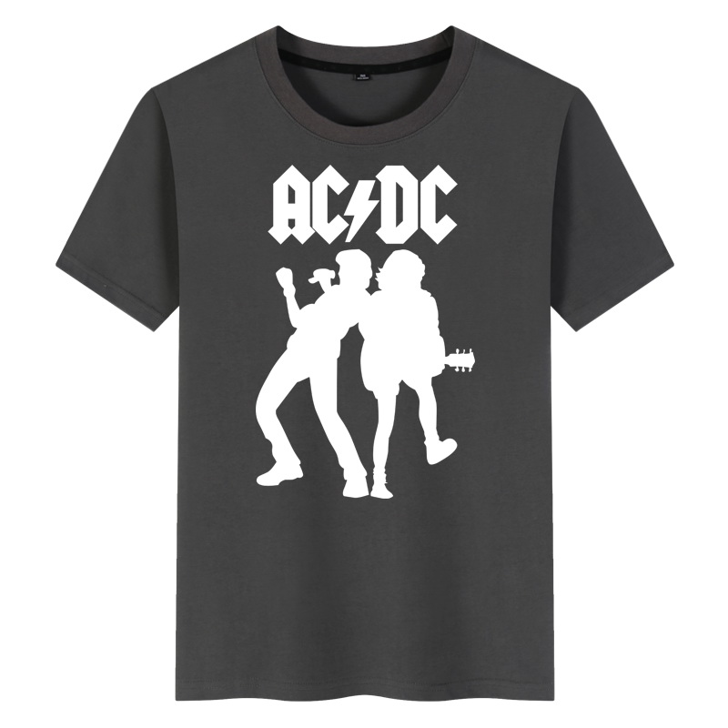 宝凡柏acdc摇滚乐队衣服加肥加大码潮胖子肥佬男士短袖棉大号t恤粉丝