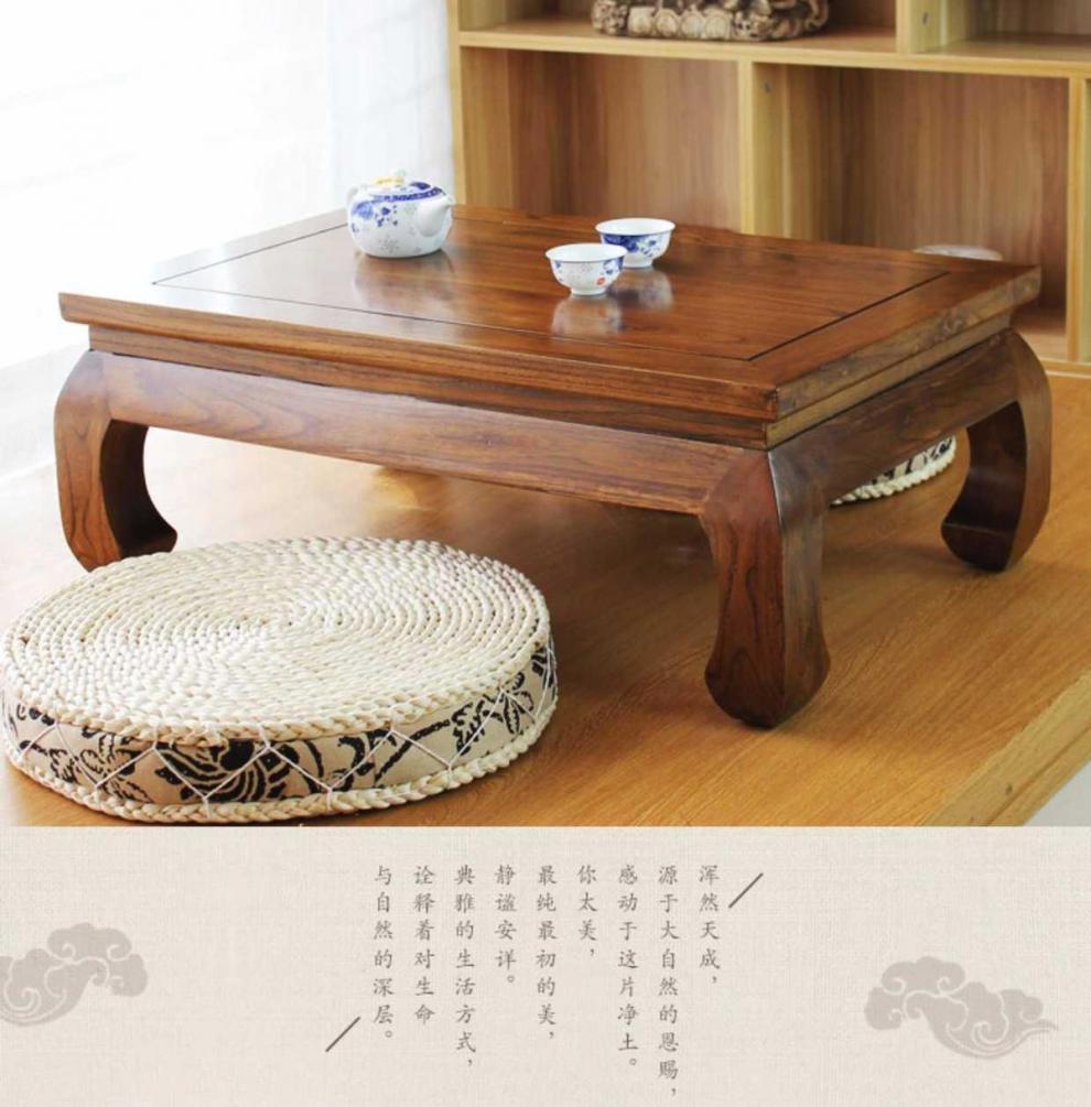 炕桌实木飘窗桌小茶几矮桌榻榻米茶几禅意茶桌新中式炕几农村家用色长