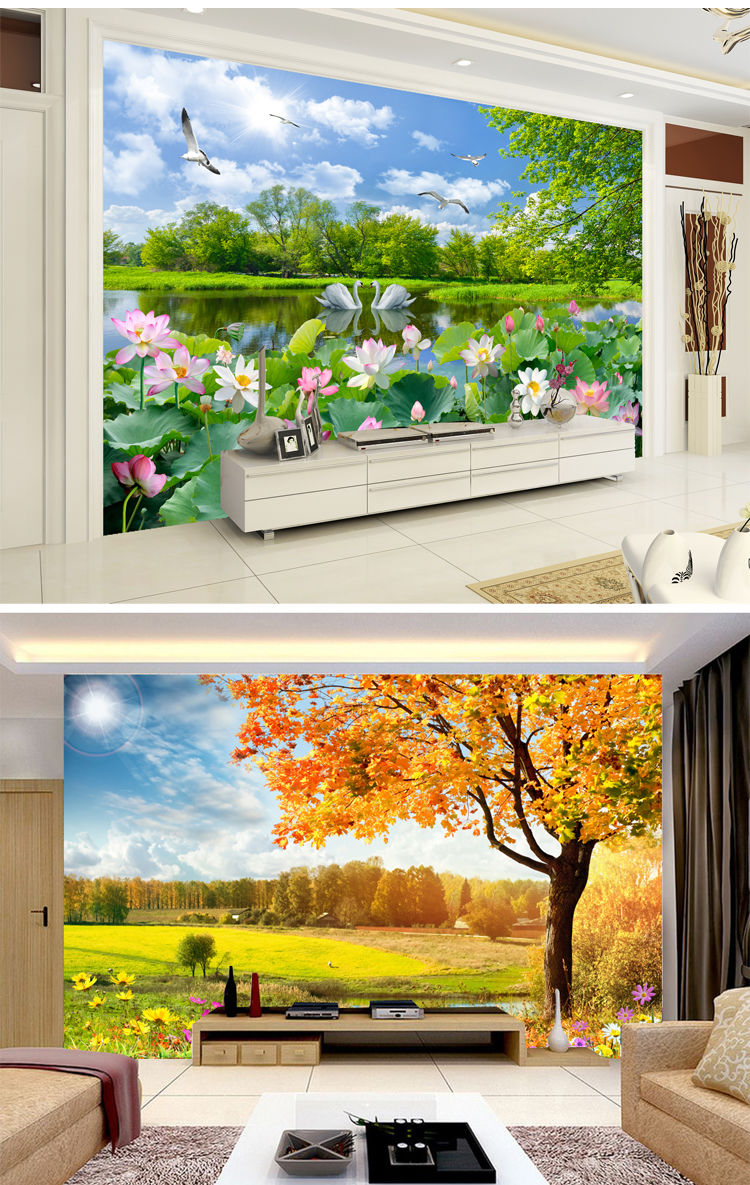 现货直发景壁画自粘贴纸山水画墙贴仿真3d立体客厅电视沙发背景墙北极