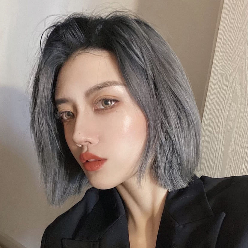 2021年流行青木亚麻灰街拍网红染发剂彩色烟熏灰橘棕色金女生显白染发