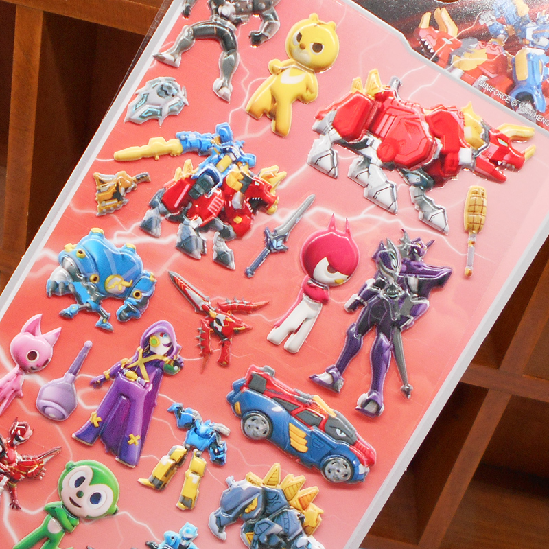 迷你特工队贴纸恐龙贴儿童卡通防水diy立体宝宝奖励小粘贴画迷你特工