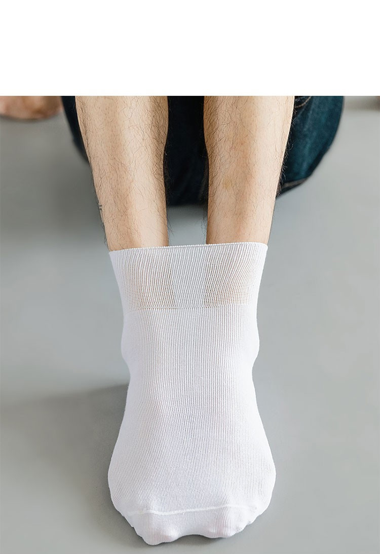 松口袜子男士薄袜松口老年袜子男老人大码加肥袜无松紧宽松宽口 浅灰