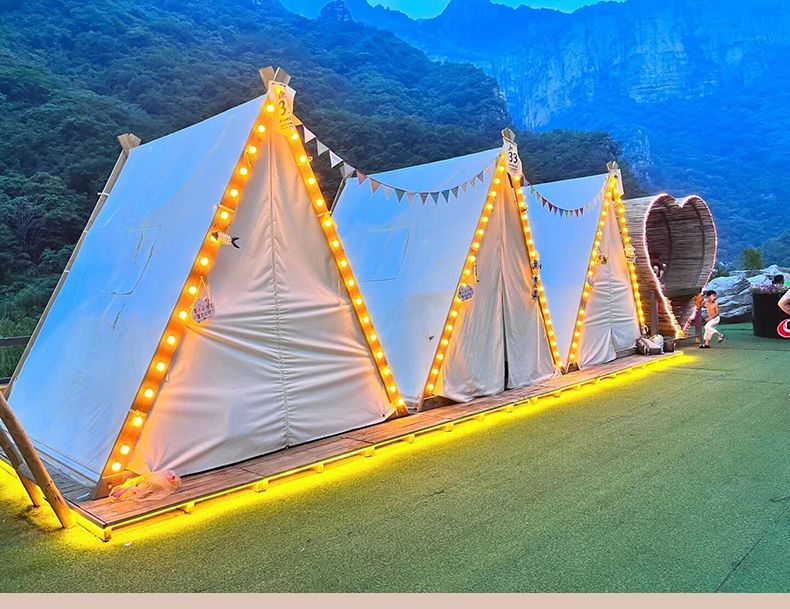 雨网红打卡三角火锅烧烤餐饮轻奢民宿露营营地定制 小屋帐篷3m【图片