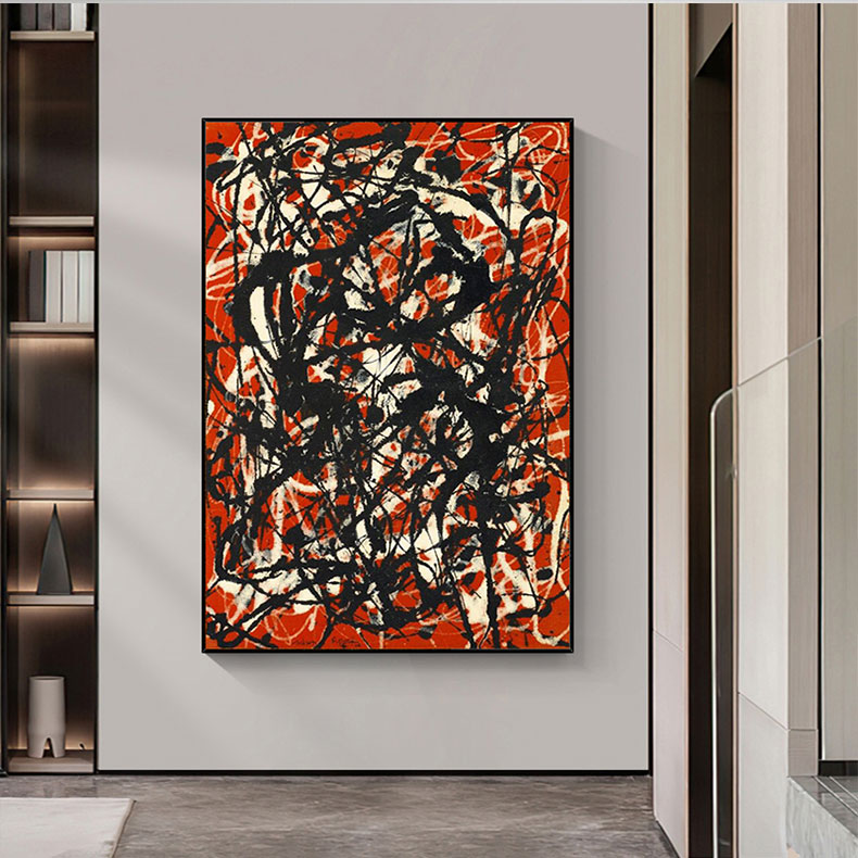 悦豪(yuehao) 手绘油画《韵律》波洛克名画玄关装饰画客厅装饰画抽象