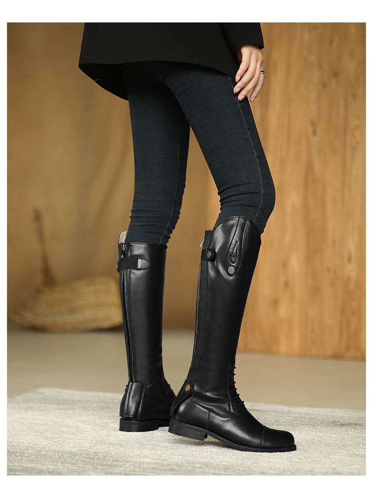 粗腿长筒靴 长筒靴马术靴女长筒靴女不过膝2022年新款真皮高筒马靴
