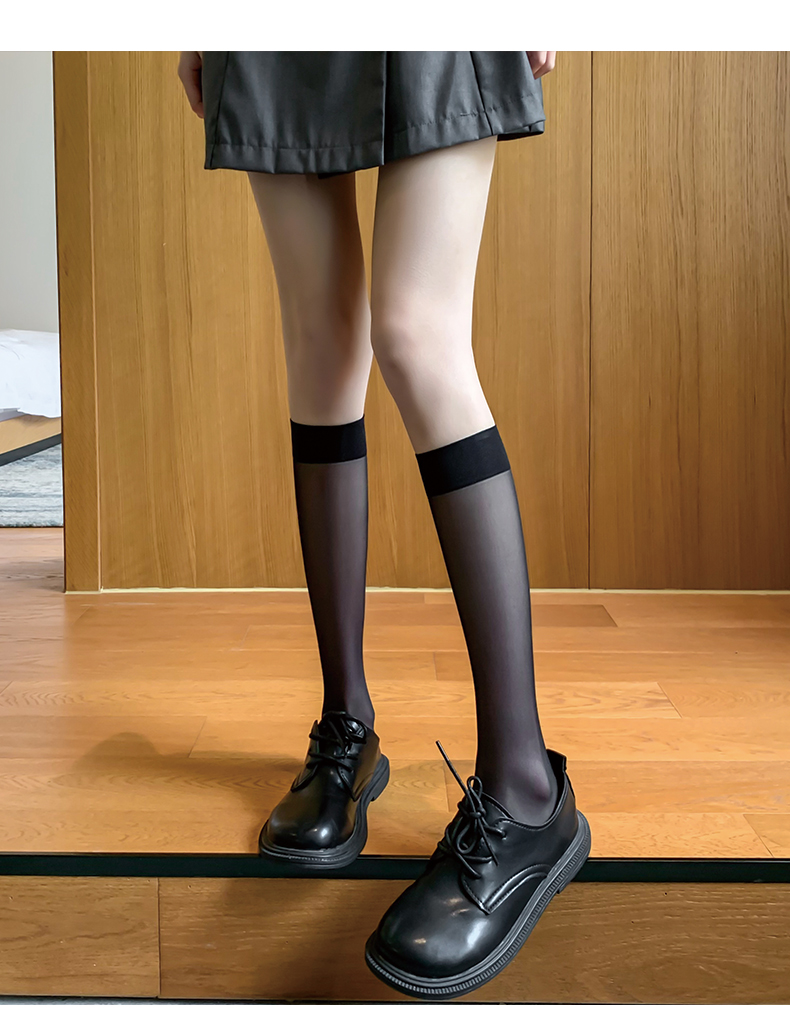 女生薄袜子夏天小腿袜长筒袜学生显瘦美腿女夏季黑色丝袜女薄款ins潮
