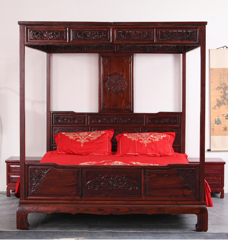 老榆木拔步床仿古床实木架子床实木新中式榆木千工拔步床家具仿古代