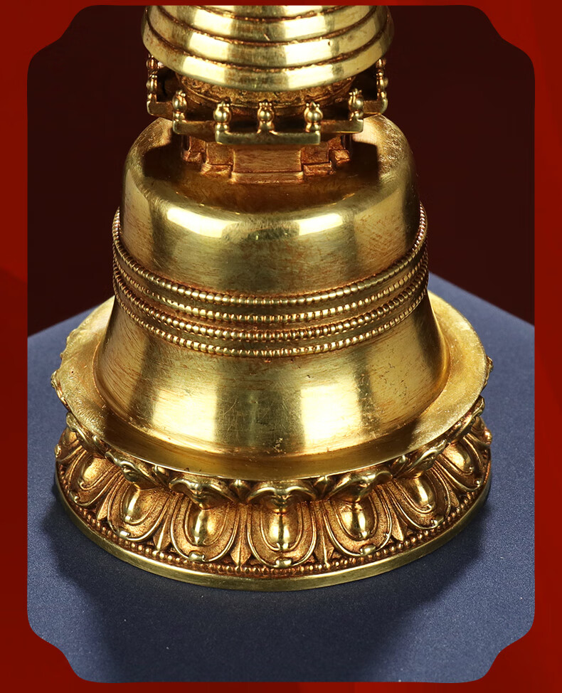 欧映西藏日月噶当塔纯铜舍利塔佛塔嘎当塔摆件藏传密宗鎏斤复古菩提塔