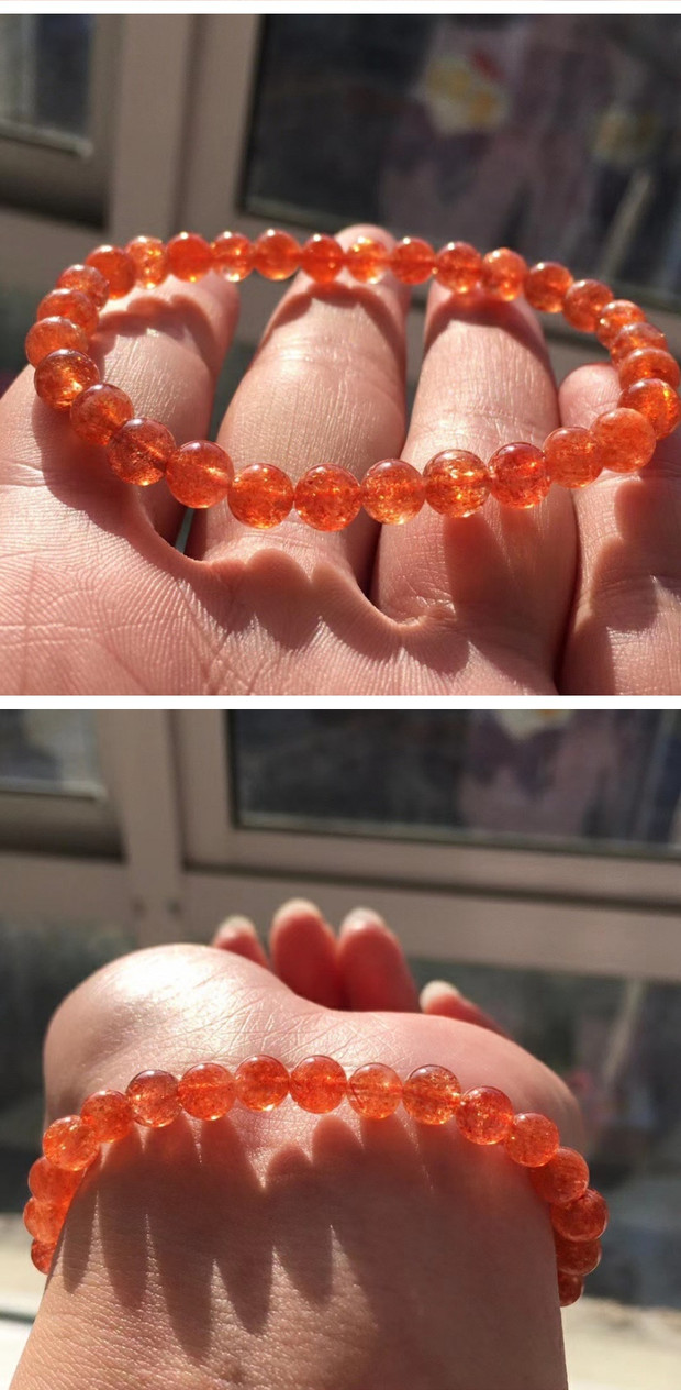 望东 金草莓晶手串送礼橙日光石猫眼冰种本命年礼品收藏级金太阳石