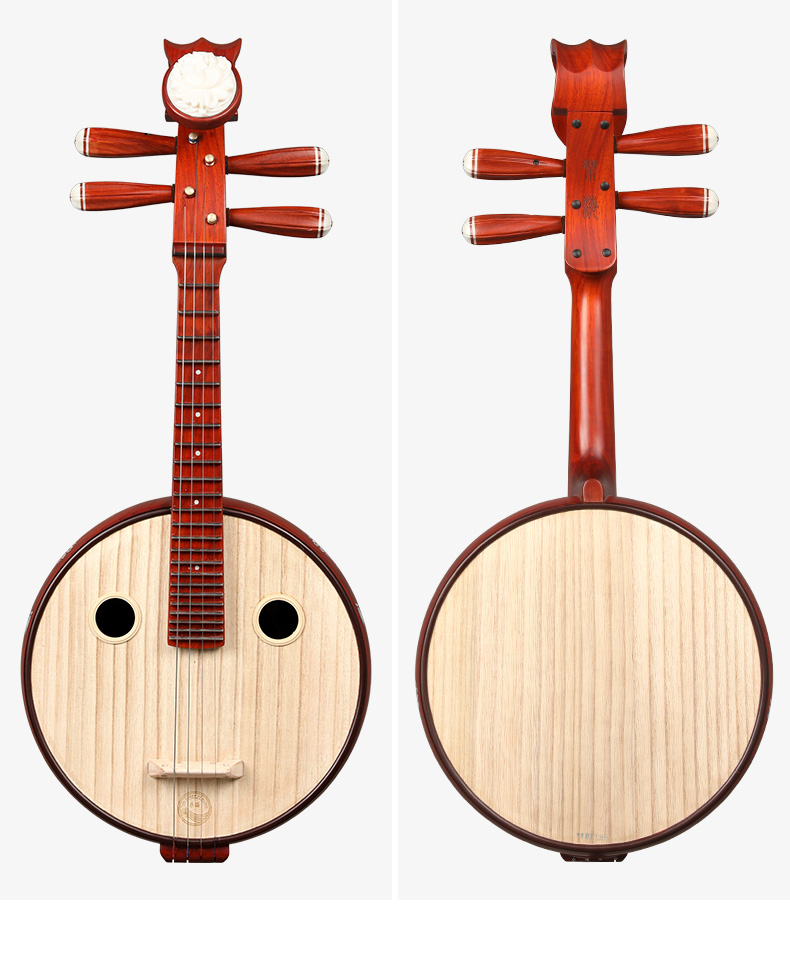 乐海 小阮乐器非洲紫檀木材质钢品花开富贵头饰花梨木小阮dw02-jq dw