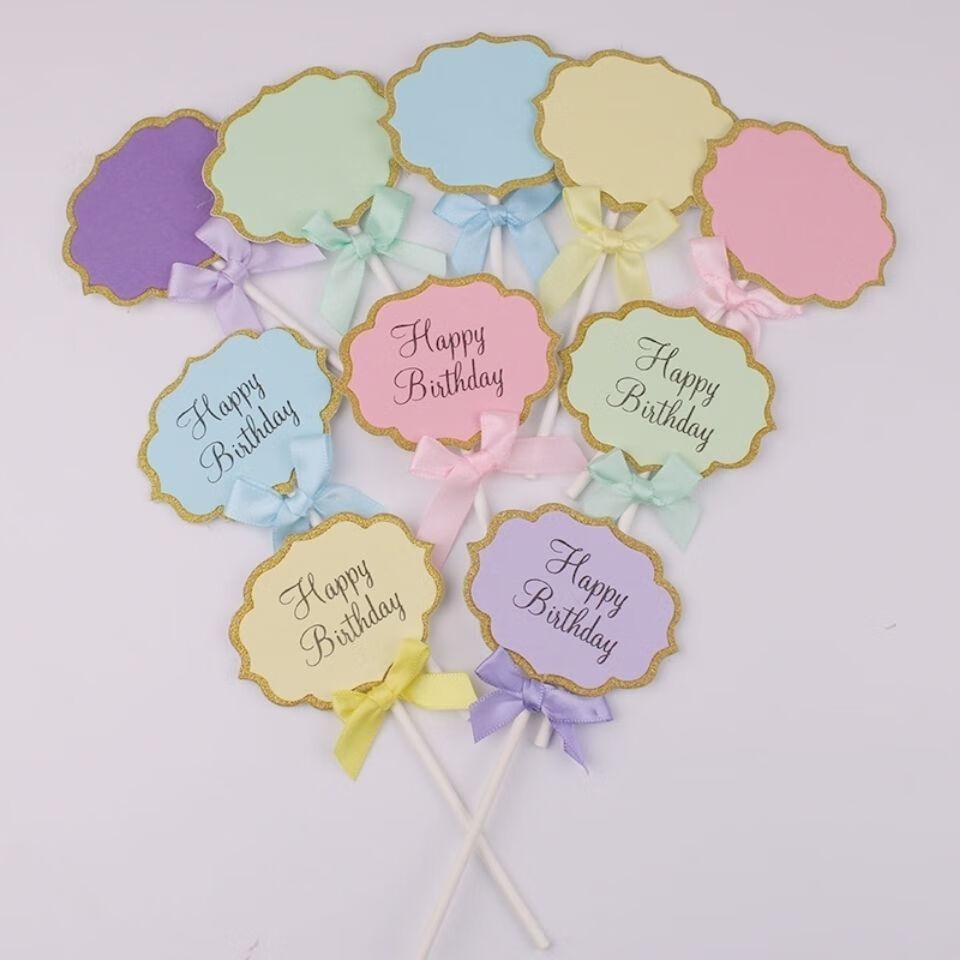 60林芽生日蛋糕装饰可写字插牌空白手写插件直销祝福语网红卡片可印