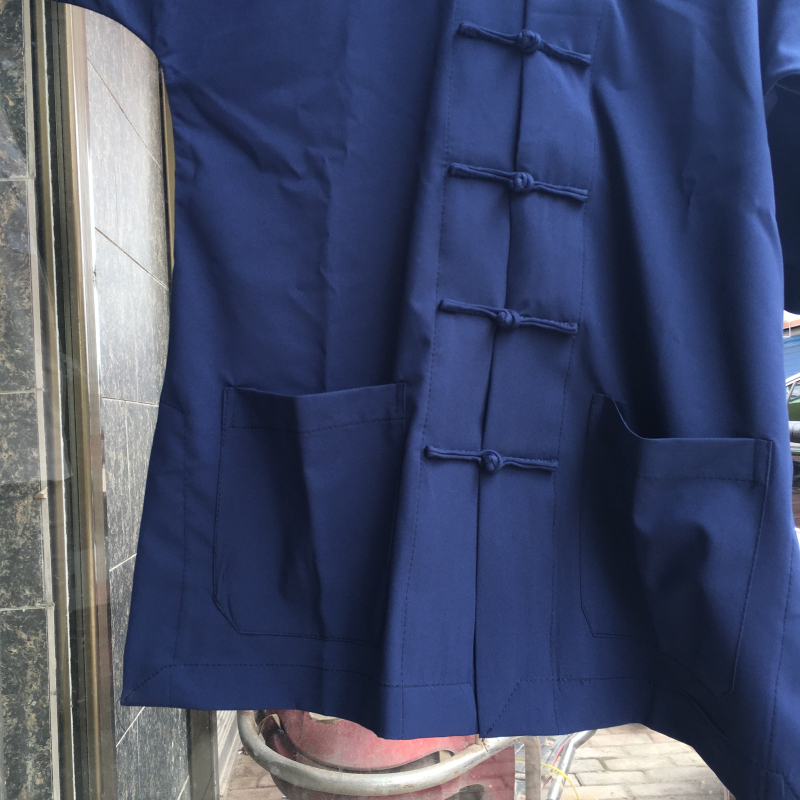 名狮罗道教用品道士服法衣道袍道服长袍盘扣短褂上衣藏青色套装长袖厚