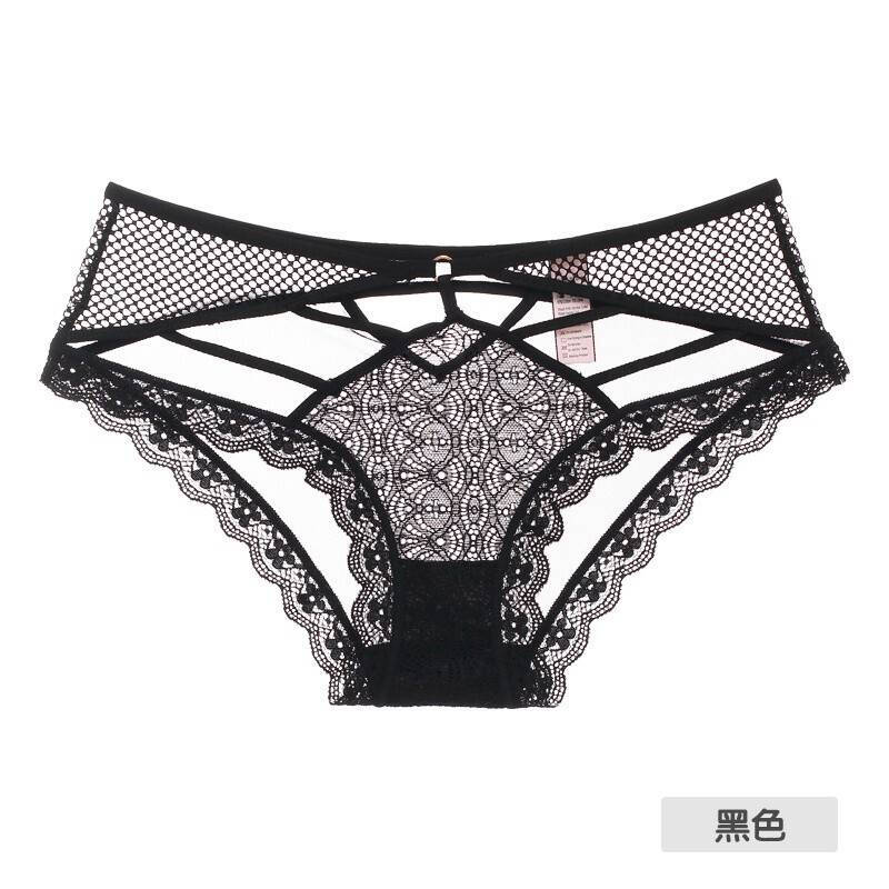 网纱ins时尚蕾丝透明镂空性感透气中腰透气学生女内裤性感蕾丝早春超