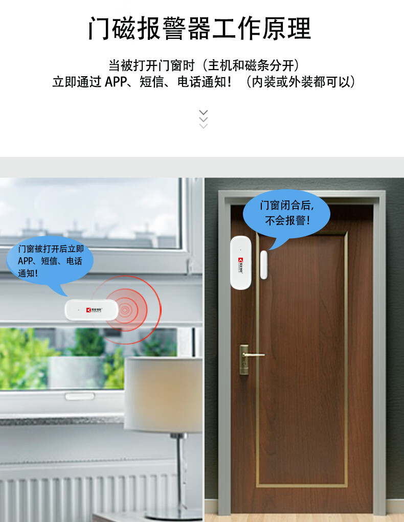 门磁报警器家用远程刻锐nb门磁感应报警器4g卡居家酒店隔离开门智能