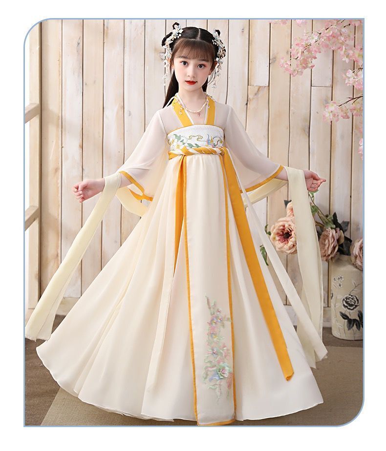 窈欣儿童古装汉服女秋天女童民族服装10岁小女孩中国风襦裙秋季中大童