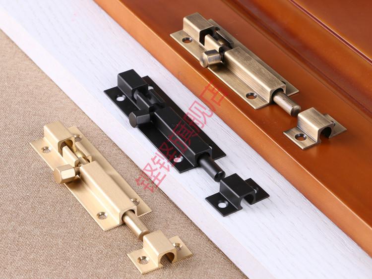 fyi铜插销双开门明装铜门栓门闩黑色仿古木门子母门销插销锁8英寸200