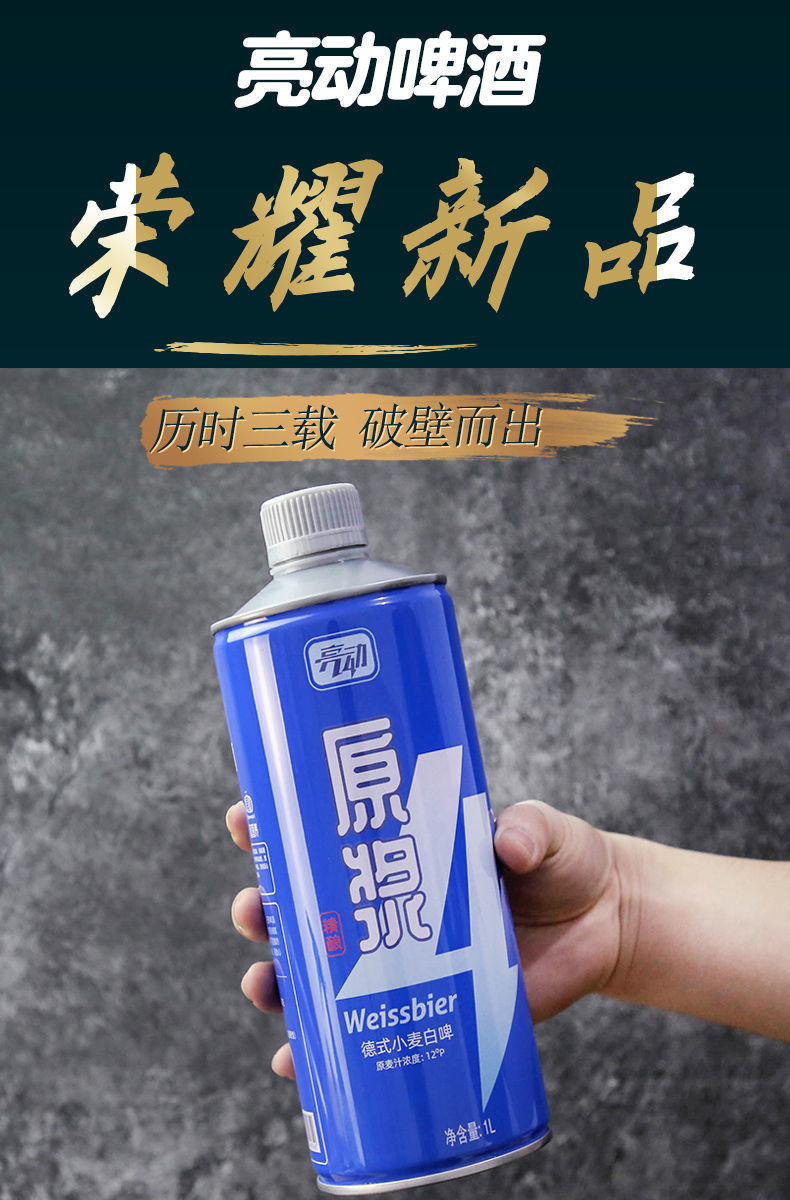 亮动原浆啤酒 1l 拧盖礼盒装全麦白啤山东特产 原浆白啤礼盒(6桶)