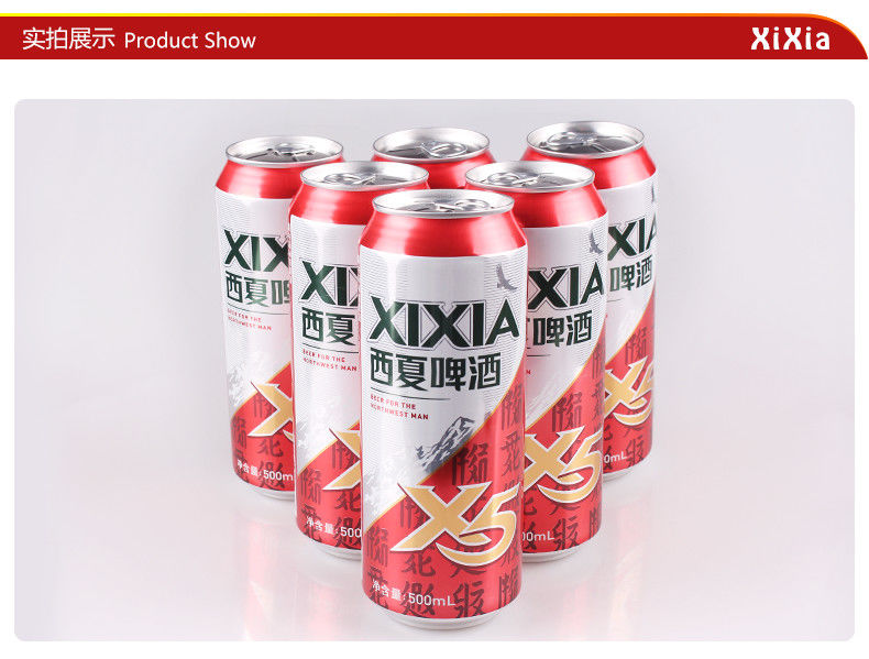 西夏x5500ml12瓶宁夏西夏x5啤酒夺命大x5听装嘉士伯熟黄银川产啤酒