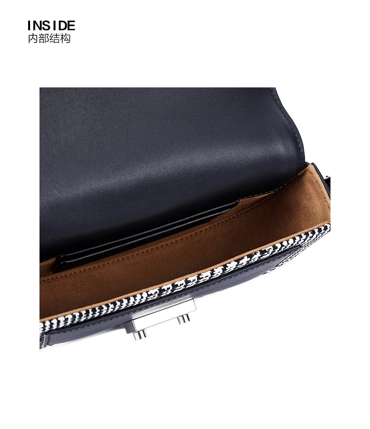 mcm 斜挎包女士黑色迷你格纹织物/牛皮革patricia系列链条腰包单肩包