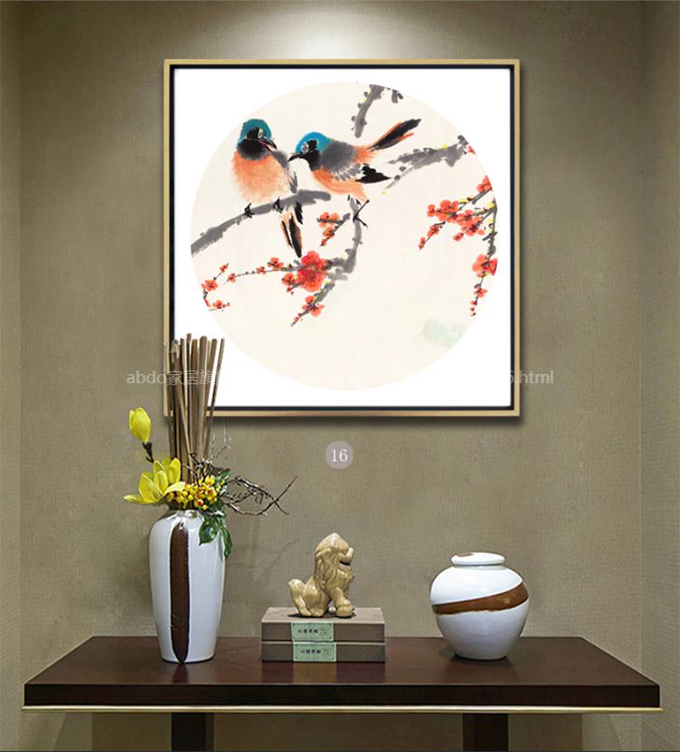 喜上眉梢 梅花挂画 客厅竹子 中风壁画中式 07喜上眉梢 40x40(外框