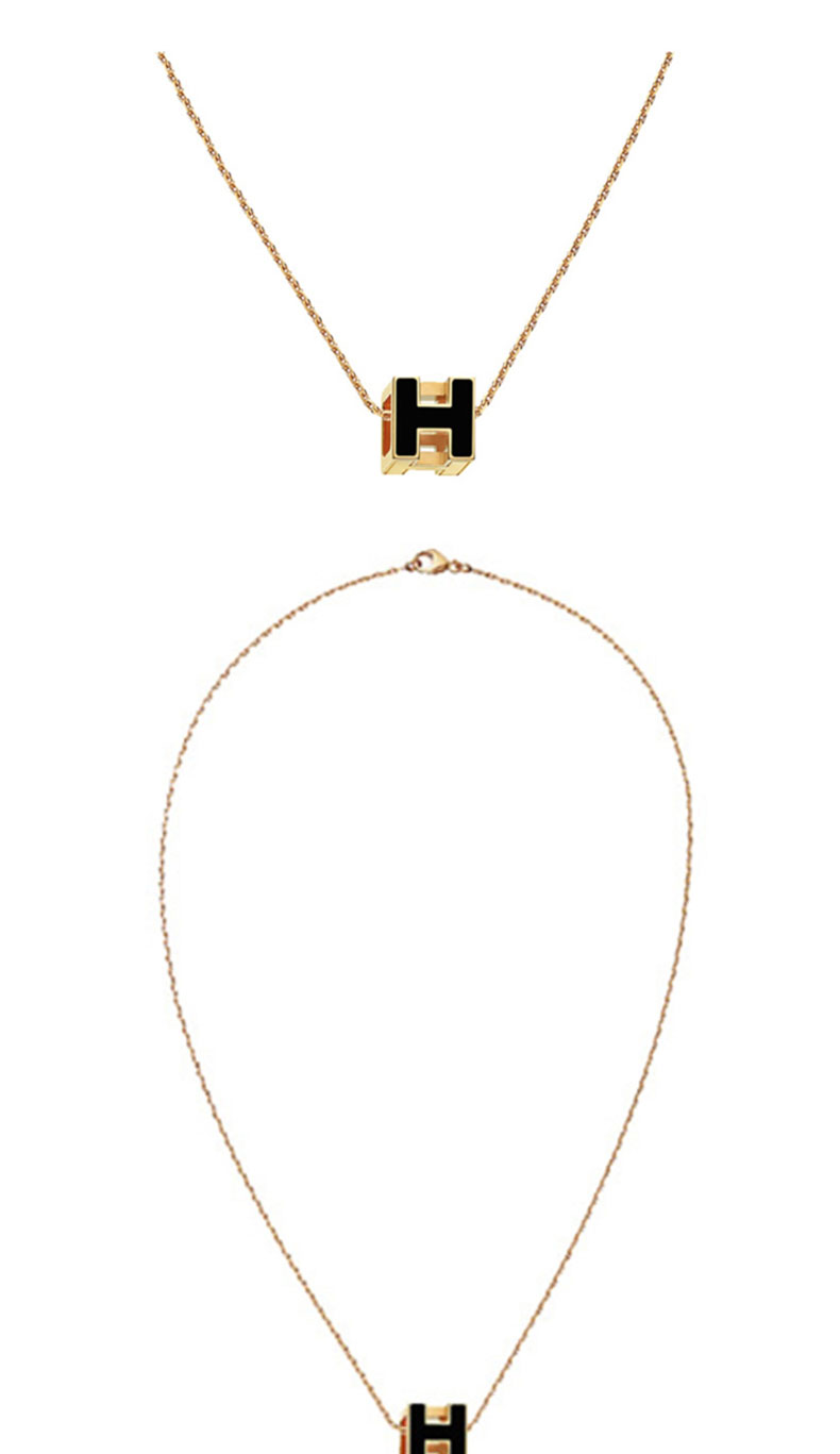hermes爱马仕项链cagedh方形吊坠项链h字母吊坠圣诞节礼物七夕情人节