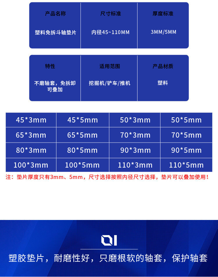 斗山挖机斗轴垫片防尘圈斗轴免拆加厚橡胶塑料挖斗圆形垫片5035033只