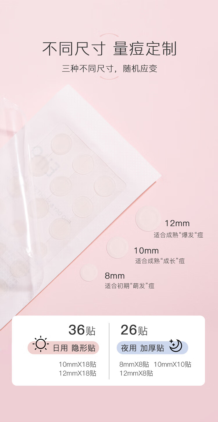 奕沃（EIIO）痘痘贴水杨酸青春痘净痘贴透明隐形遮痘印可上妆男女吸脓防水 eiio痘痘贴日用36贴+夜用26贴