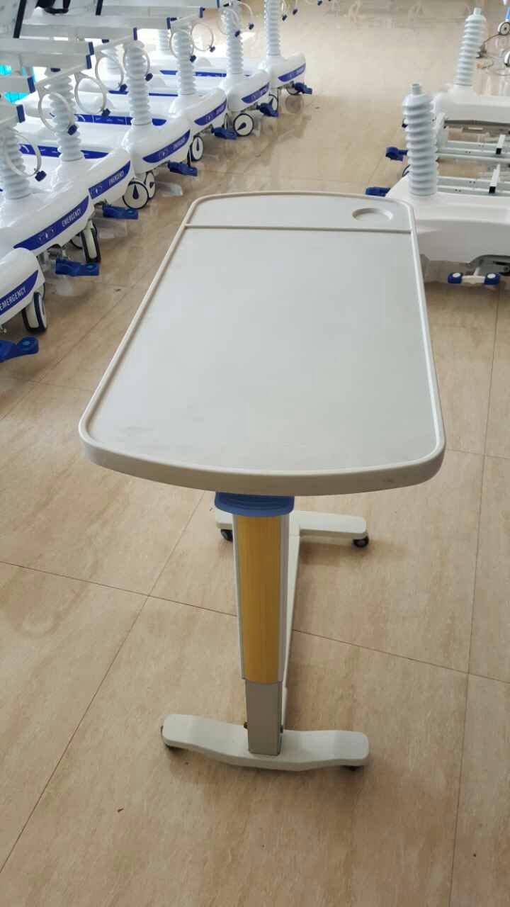 医院可升降移动餐桌电脑床边桌月子病床护理桌过床桌医用餐桌 米白色
