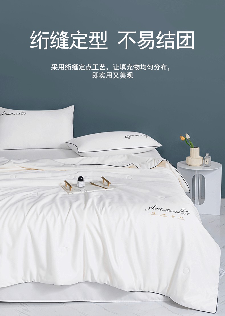 品质生活洁丽雅家纺空调夏凉被子可水洗夏薄被可机洗大豆夏被月白150