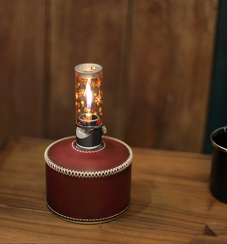 露营燃气灯 氛围灯瓦斯燃气灯照明灯营地灯烛灯 银色直筒白雪花气灯