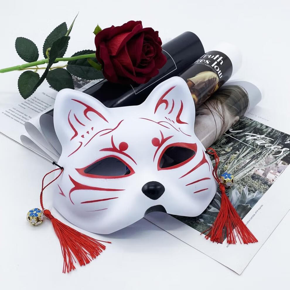 万代狐狸面具半脸女古风面具男帅气节日表演道具风妖狐狸面具化妆舞会