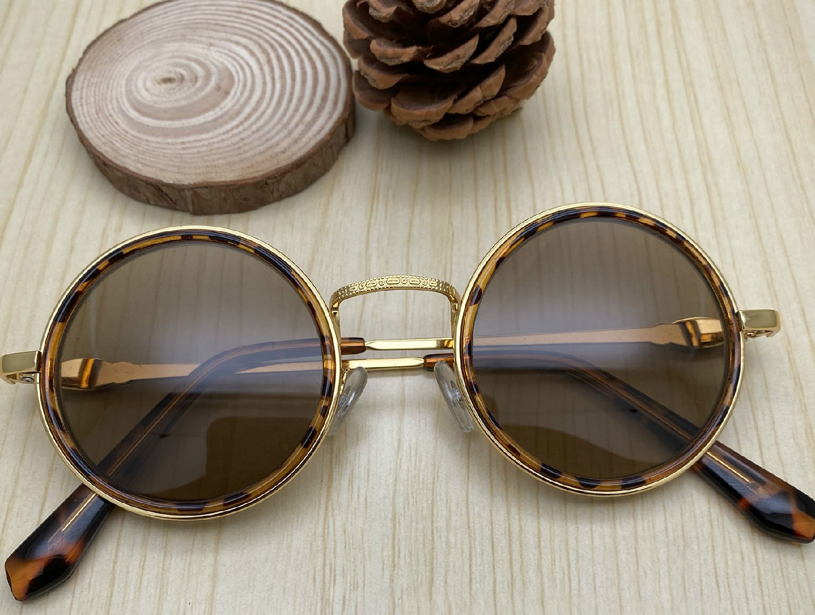 天然水晶眼镜老石头太阳镜片茶色镜托立克养眼护目遮阳镜圆镜手工打磨