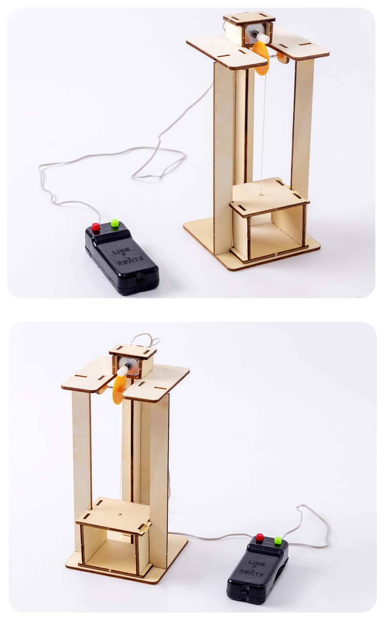 兒童科學實驗小學生diy手工製作材料科技發明電梯升降機模型玩具木質