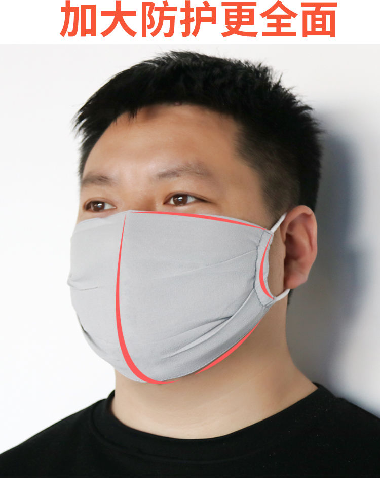 芭雅莲超大口罩口罩男士加大舒适透气可清洗防晒口罩黑色