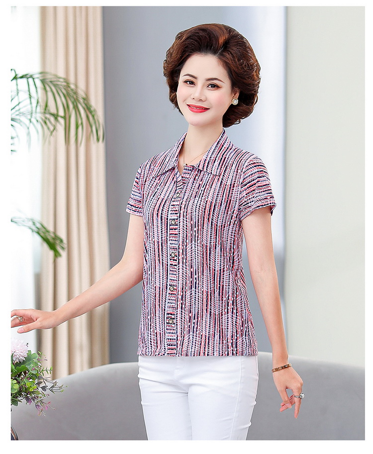 中老年人夏季女款带领半袖老奶奶半袖衫老太太穿的半截袖肥婆妈妈夏天
