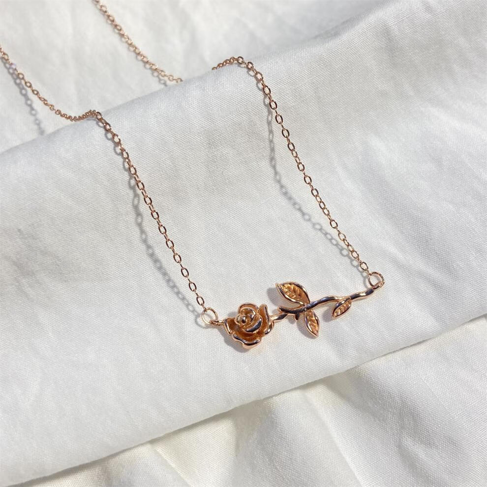 ck女锁骨链玫瑰花项链轻奢小众设计感生日礼物旗舰官方店白金