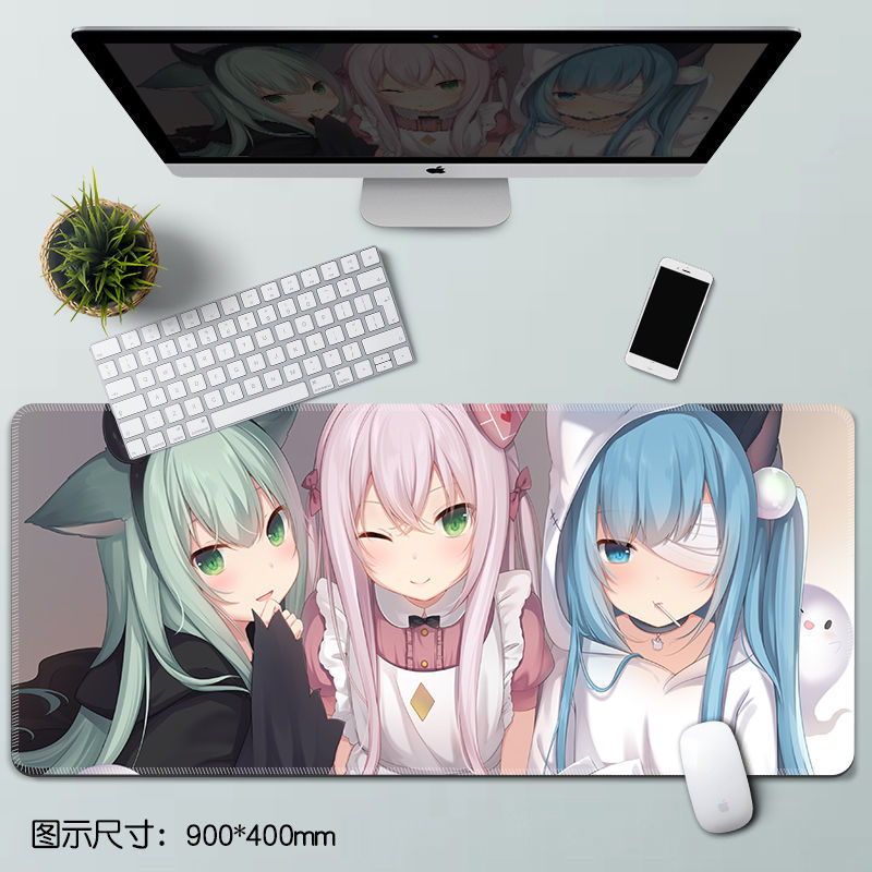 猫羽雫鼠标垫二次元超大游戏键盘垫加厚猫娘女电脑桌垫动漫定制水中