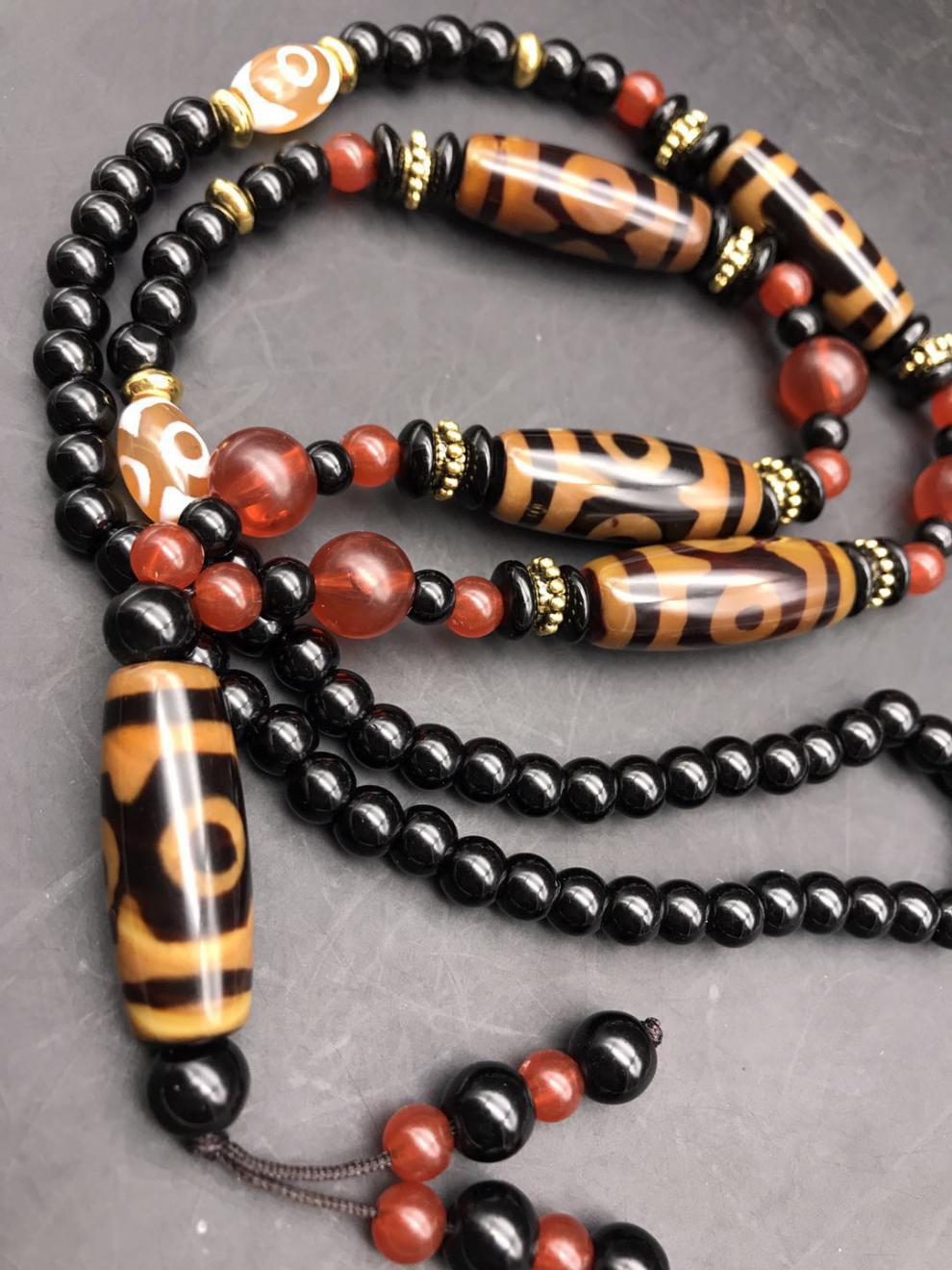 玛瑙天珠项链三眼九眼藏式佛珠男女款文玩饰品礼