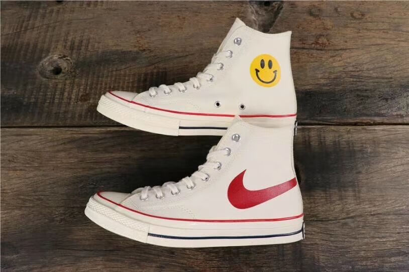 耐克【自营官方旗舰】nike联名chinatown1970s勾子笑脸米白高帮帆布
