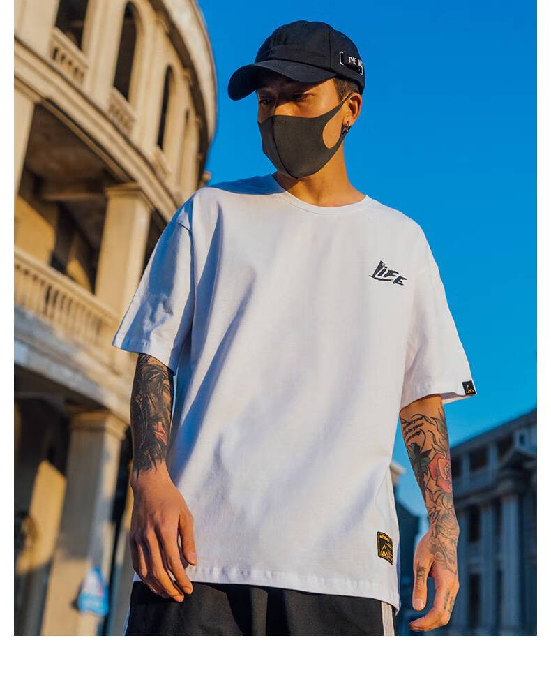 宽松潮牌嘻哈半袖韩版潮百搭五分袖半截袖中袖学生青夏季上衣男士男生