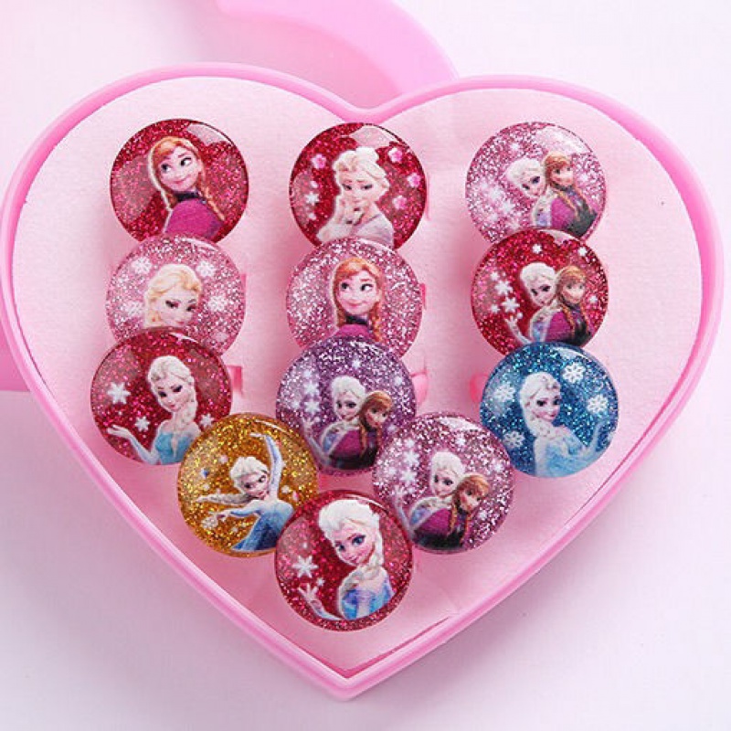 儿童戒指环卡通艾莎公主首饰水晶宝石戒指女孩可爱宝宝礼物艾莎宝石各