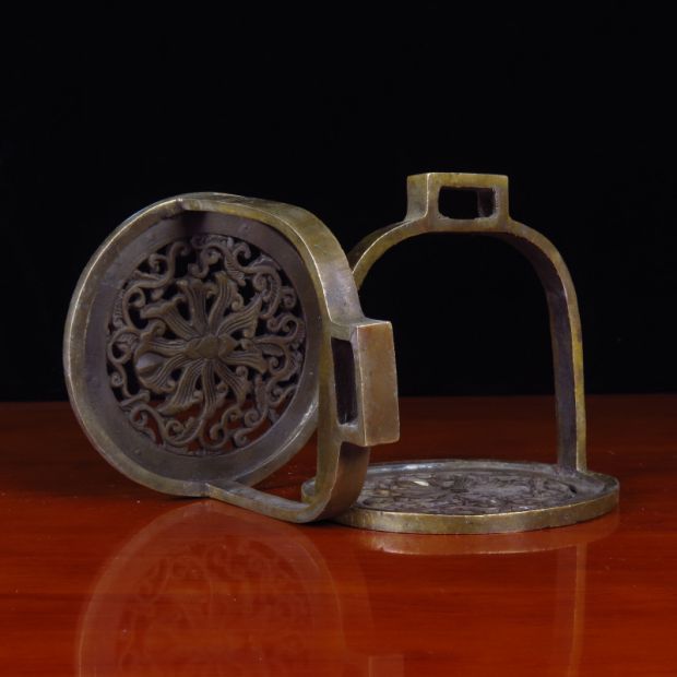 防滑马术安全马镫 马术用具铜马镫龙头骑马防滑铜马镫子蒙古马鞍子