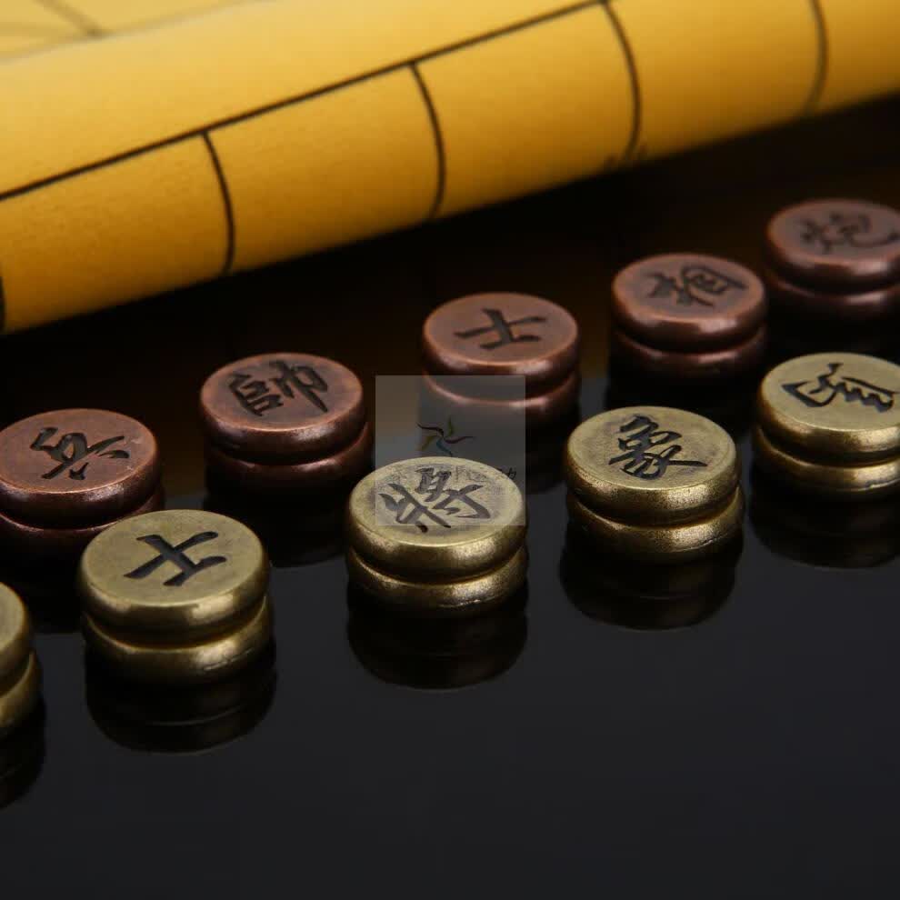 精美金属古铜中国象棋棋盘初学者成人儿童学生家用培训象棋3933厘米