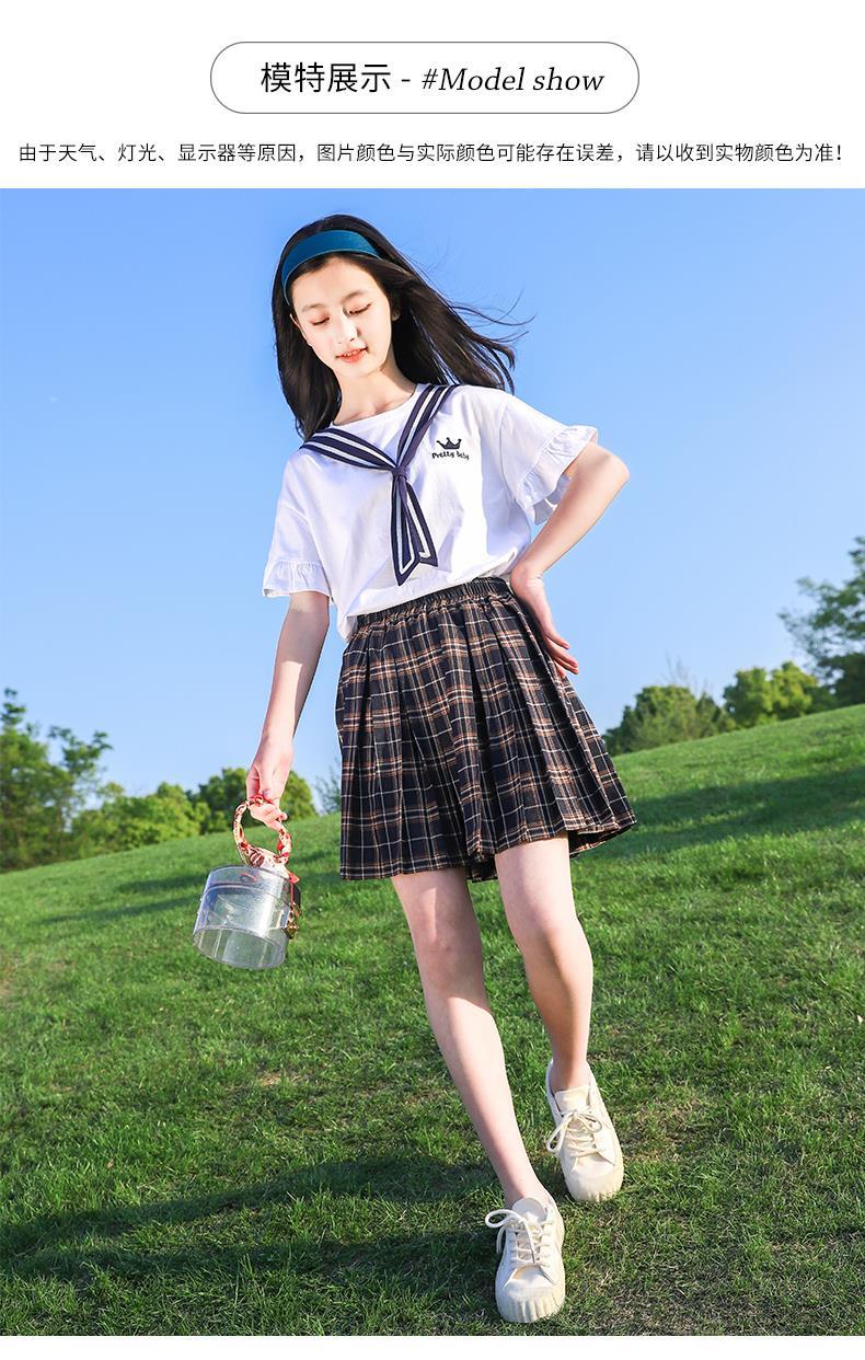 小女孩夏天穿的女童夏装2022新款中大童网红套装裙女孩夏季学院风15岁