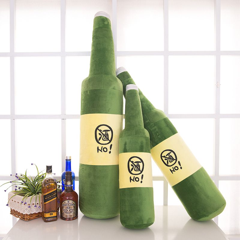 创意毛绒玩具酒瓶抱枕枕头办公室午睡枕汽车抱枕装饰品一件绿90cm