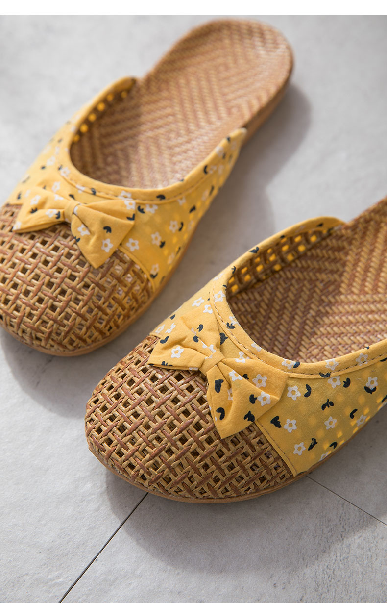 竹拖鞋藤编拖鞋编织凉拖鞋夏天女室内居家用防滑藤编亚麻拖鞋竹席拖鞋