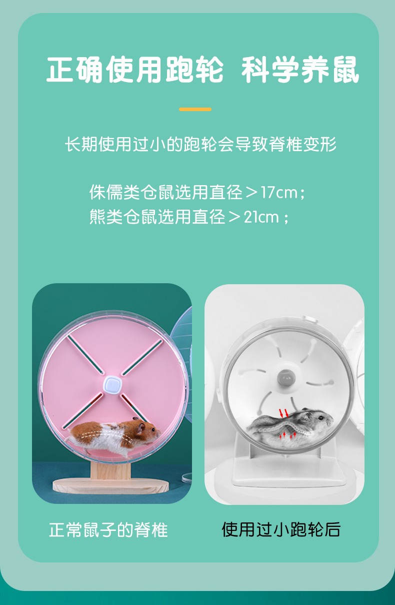 仓鼠跑轮金丝熊专用透明大号滚轮带支架跑步机玩具用品仓鼠跑轮粉色26
