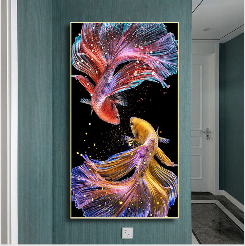 新款年年有余印花十字绣金鱼客厅中国风自己绣手工简单刺绣靓丽丝线年