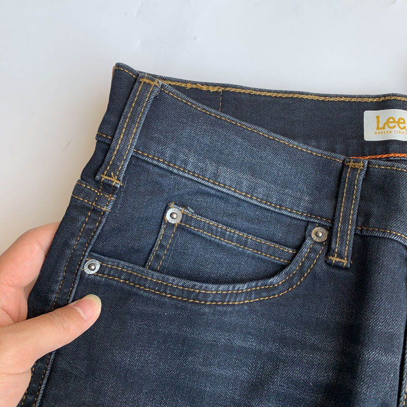 美版lee李牛仔裤高端蓝色标准显瘦修身小脚弹力直筒舒适百搭男士感做